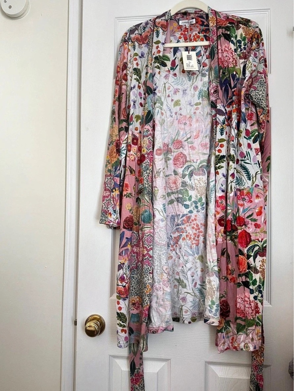 Johnny Was Robe Floral in Multicolor & Pink Size Large NWT